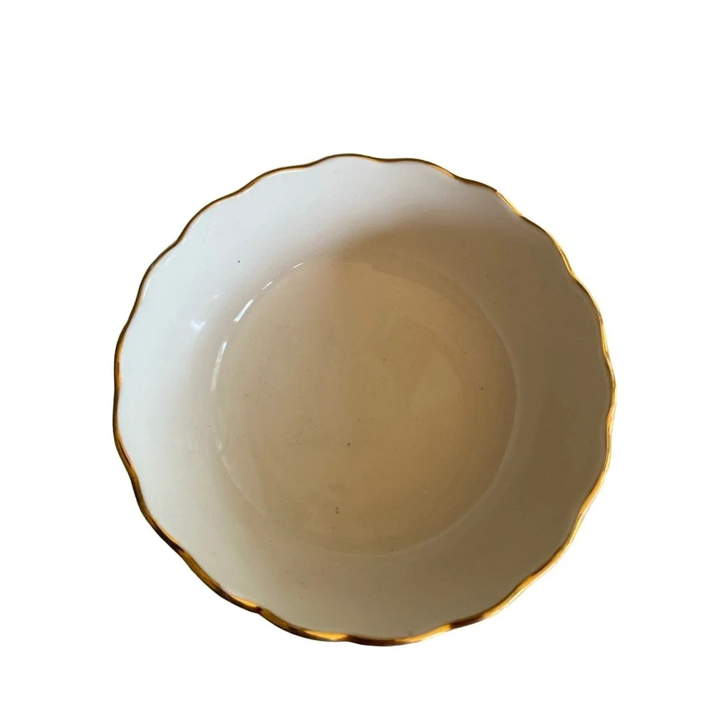 Lenox Ivory Porcelain Bowl With Embossed Roses & Gold Trim